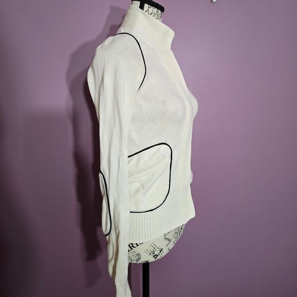 Armani Exchange Off-white zip-up cardigan sweater. Size Small Y2K - Picture 2 of 9